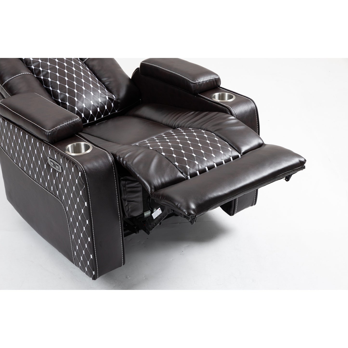 Poltrona reclinabile massaggiante con doppio telecomando, ricarica wireless e portabicchieri