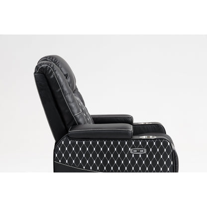 Poltrona reclinabile massaggiante con doppio telecomando, ricarica wireless e portabicchieri