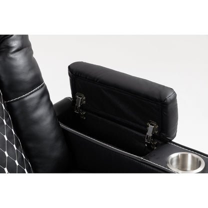 Poltrona reclinabile massaggiante con doppio telecomando, ricarica wireless e portabicchieri