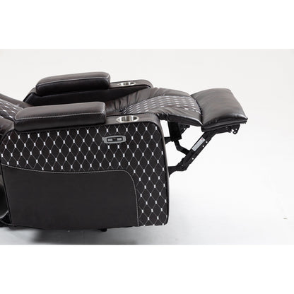 Poltrona reclinabile massaggiante con doppio telecomando, ricarica wireless e portabicchieri