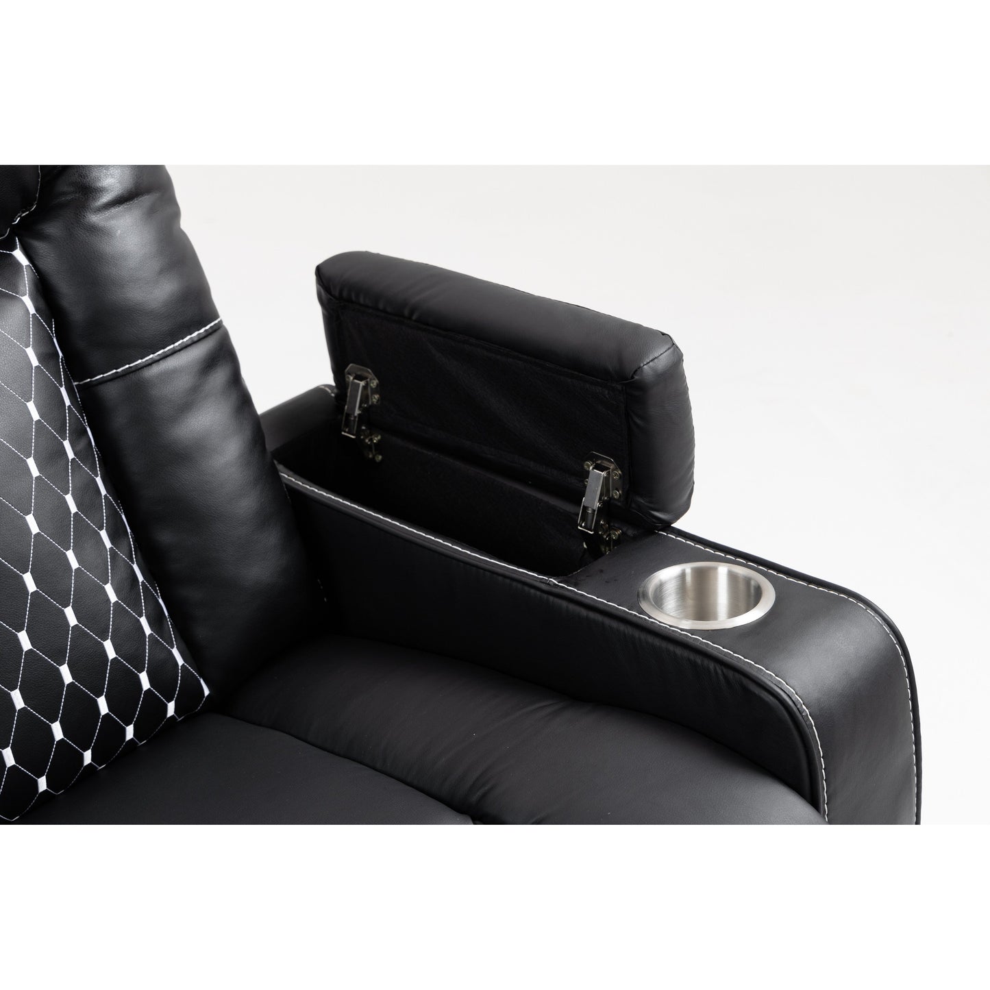 Poltrona reclinabile massaggiante con doppio telecomando, ricarica wireless, portabicchieri e vano portaoggetti laterale - Posizioni di reclinazione infinite