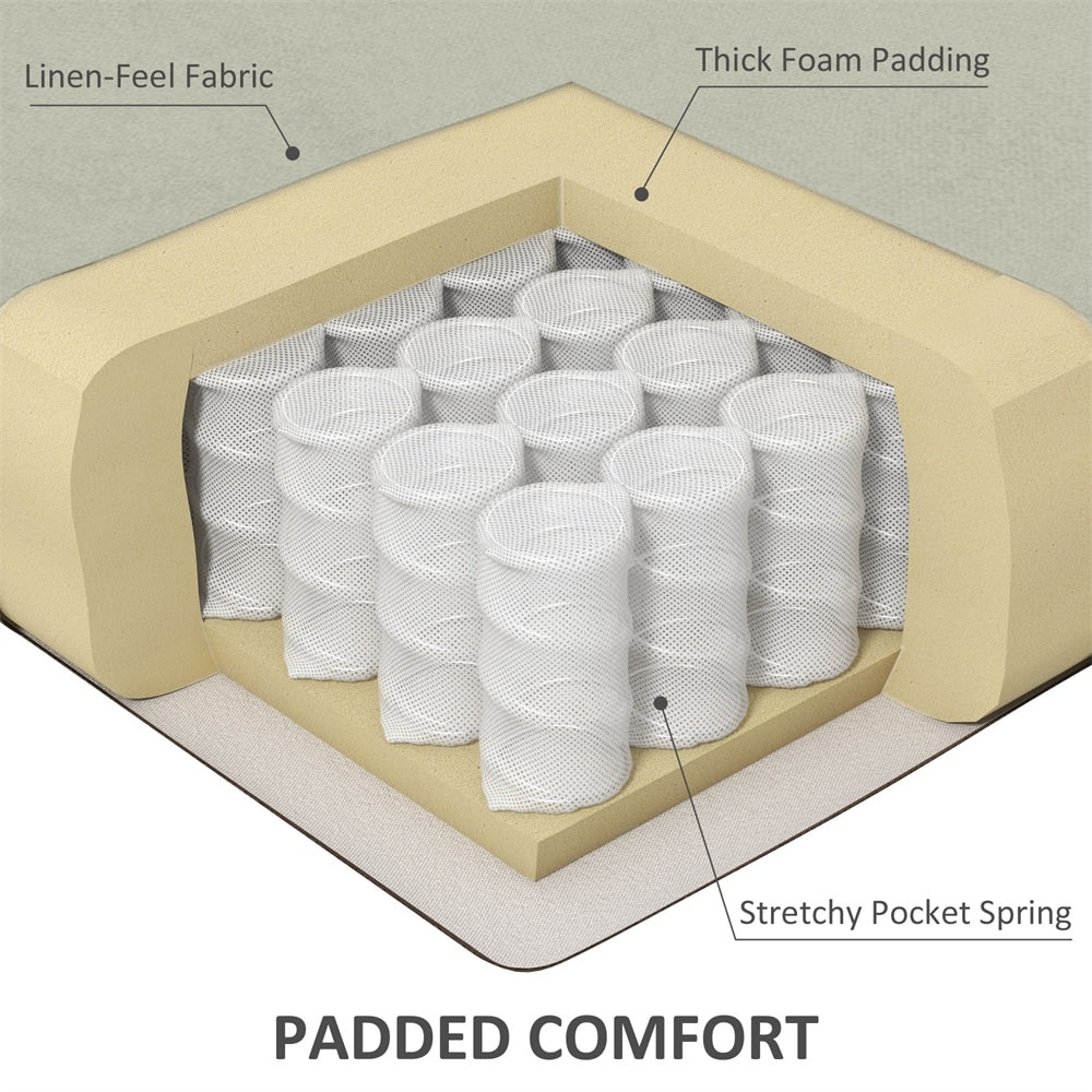 Poltrona reclinabile massaggiante in lino con riscaldamento, poggiapiedi e tasca laterale