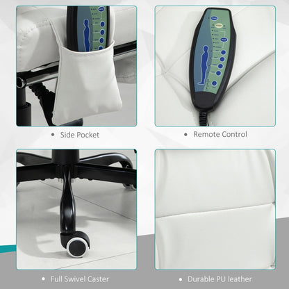 Poltrona da ufficio massaggiante con 7 motori vibranti, reclinazione di 155°, poggiapiedi e pelle PU