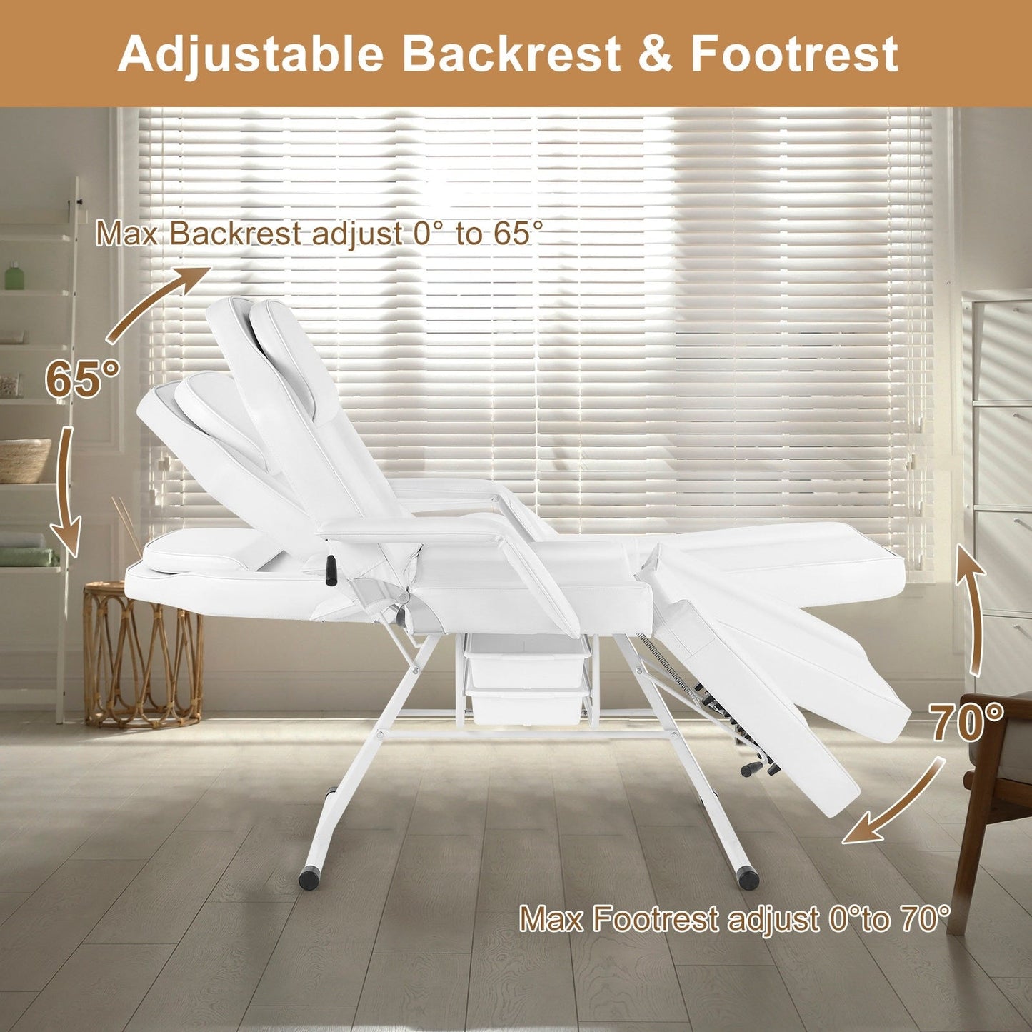 Poltrona per massaggi, salone per tatuaggi, spa, lettino per il viso, bellezza, bianco