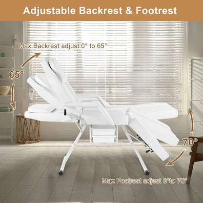Poltrona per massaggi, salone per tatuaggi, spa, lettino per il viso, bellezza, bianco
