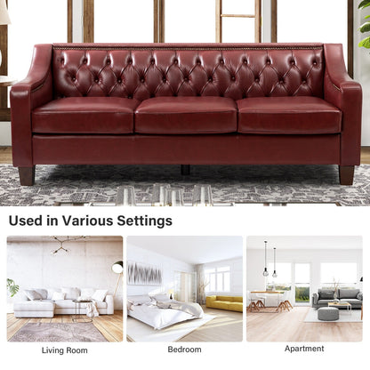 Divano di transizione Mateo 82.28 in vera pelle con finiture a borchie e schienale con bottoni