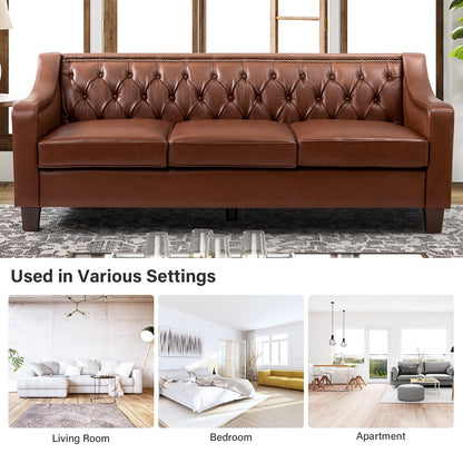 Divano di transizione Mateo 82.28 in vera pelle con finiture a borchie e schienale con bottoni