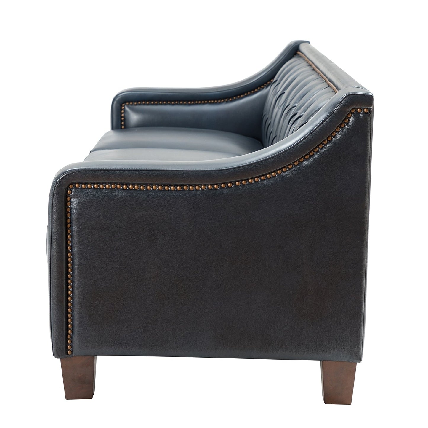 Divano di transizione Mateo 82.28 in vera pelle con finiture a borchie e schienale con bottoni