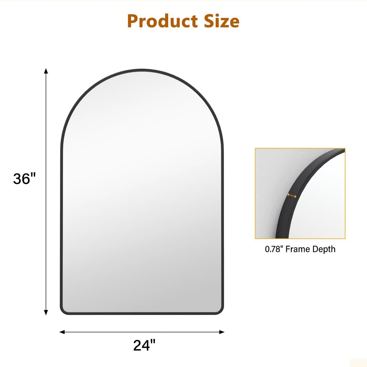 Specchio rotondo nero opaco