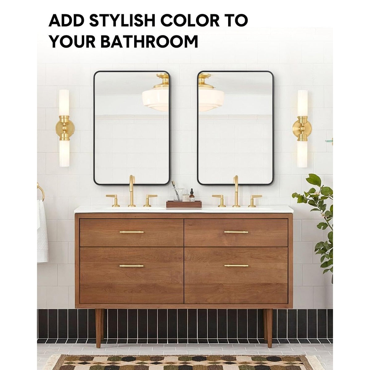 Specchio rotondo nero opaco