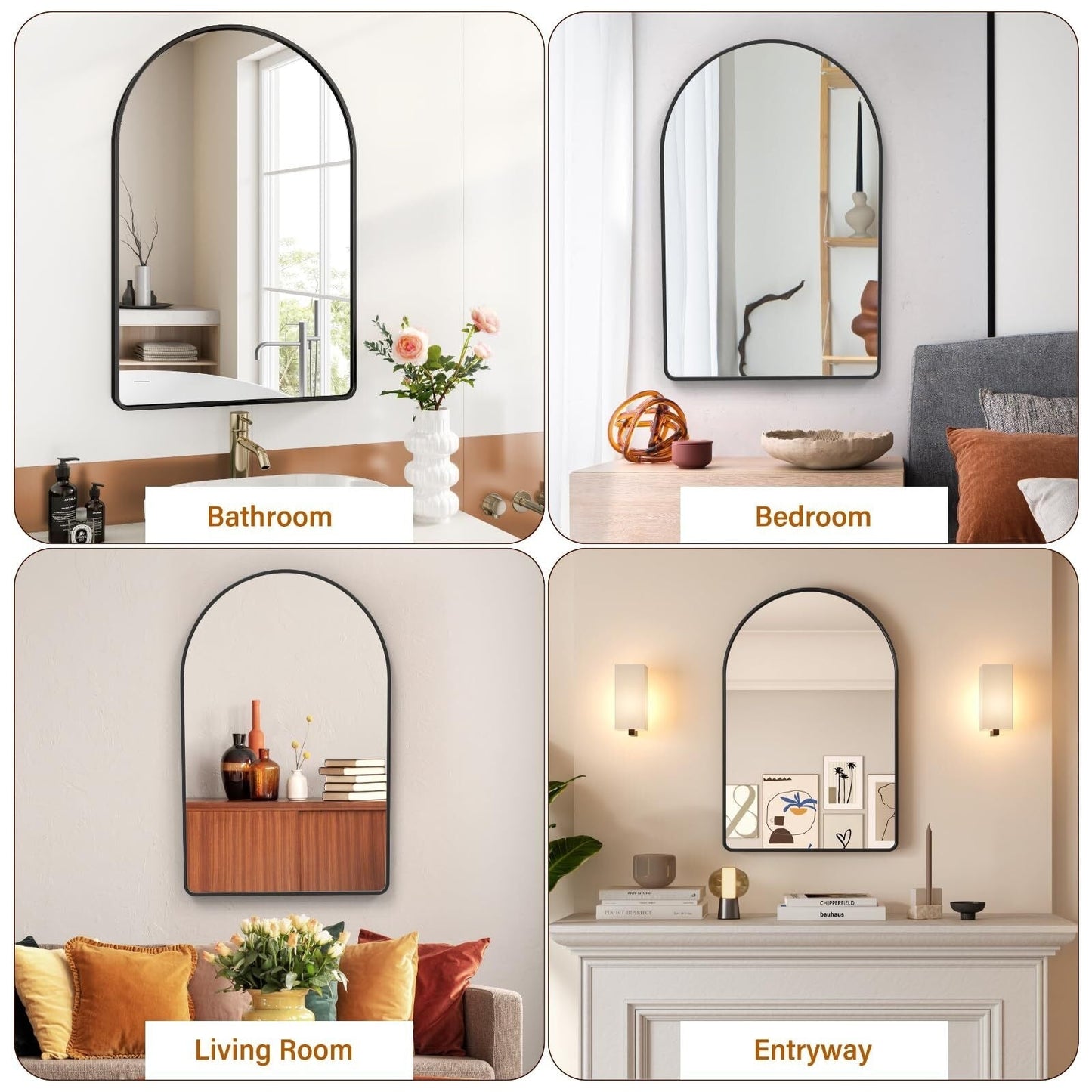 Specchio rotondo nero opaco