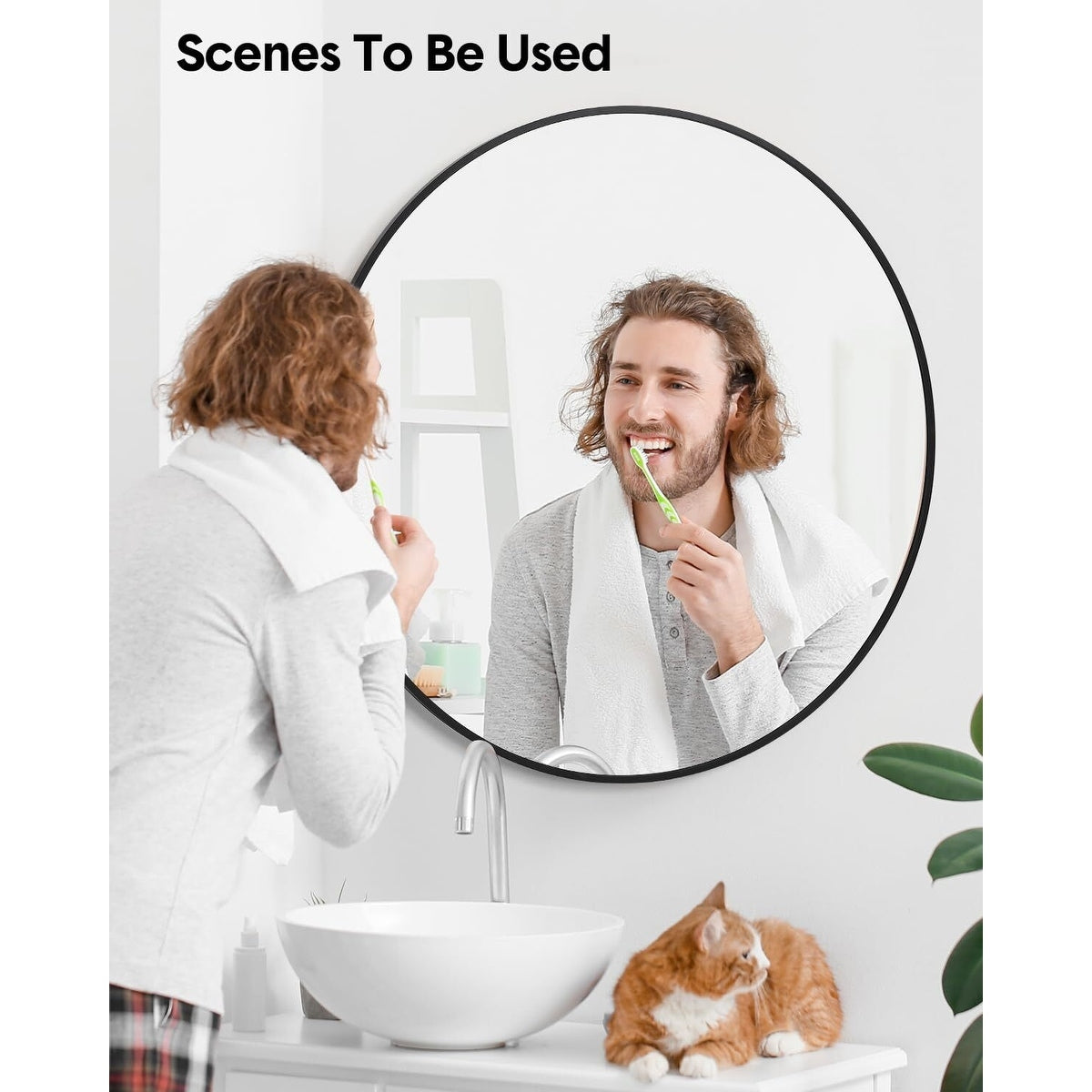 Specchio rotondo nero opaco