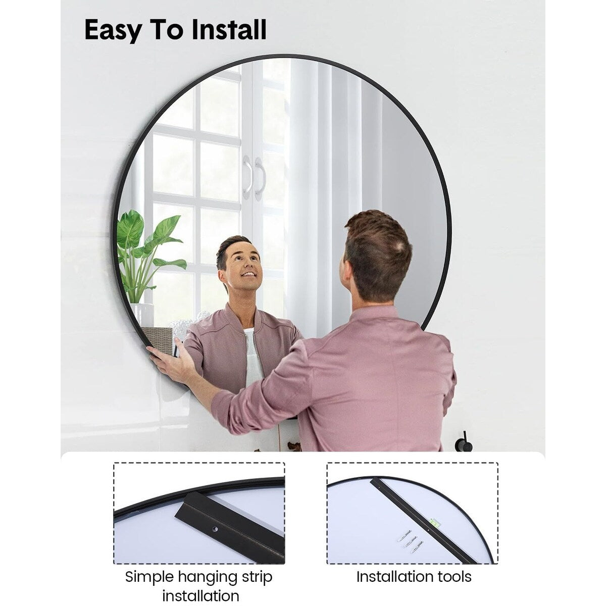 Specchio rotondo nero opaco