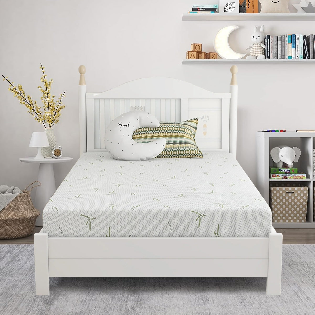 Materasso in una scatola, materassi in memory foam al tè verde con gel rinfrescante da 6 pollici, materasso per letto semirigido