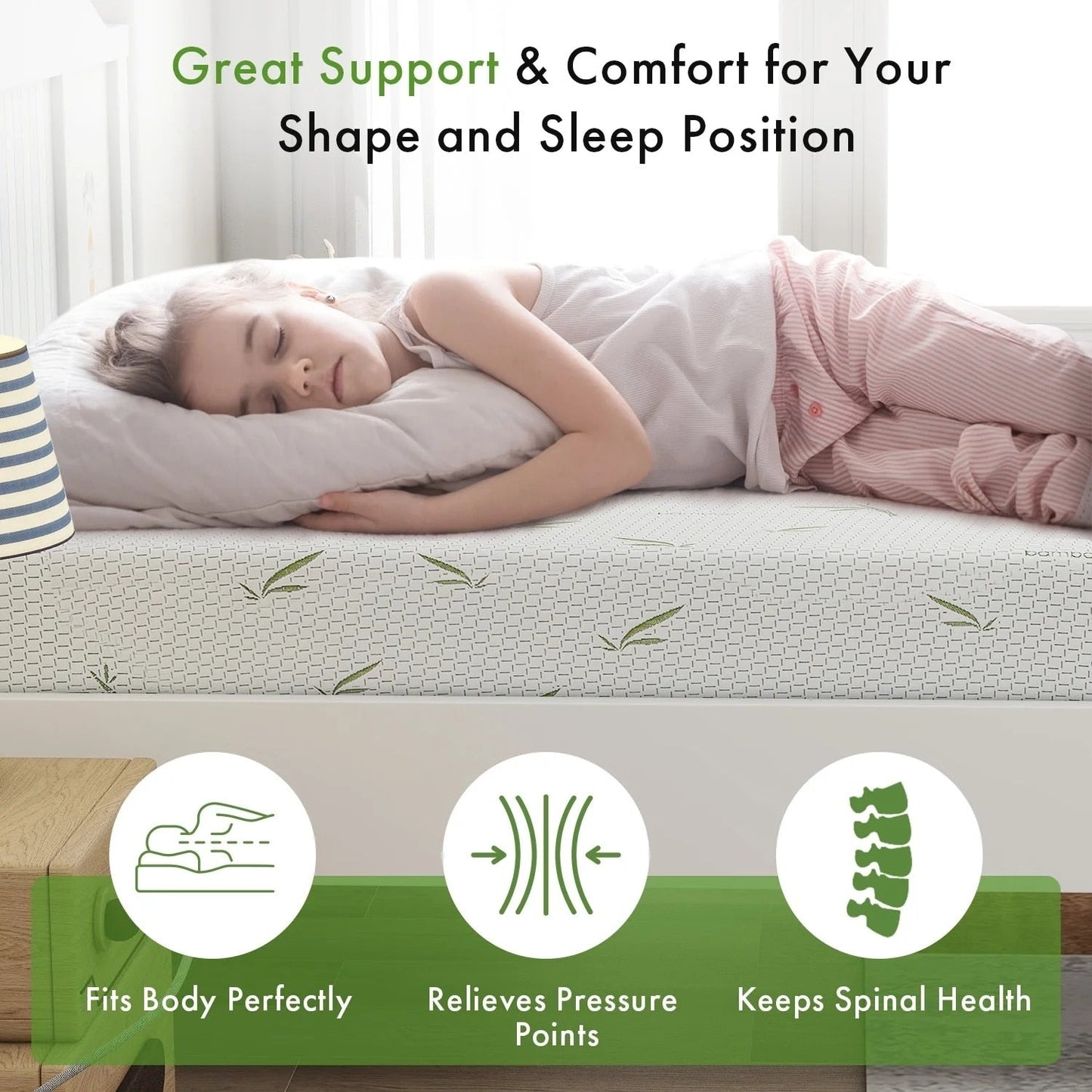 Materasso in una scatola, materassi in memory foam al tè verde con gel rinfrescante da 6 pollici, materasso per letto semirigido