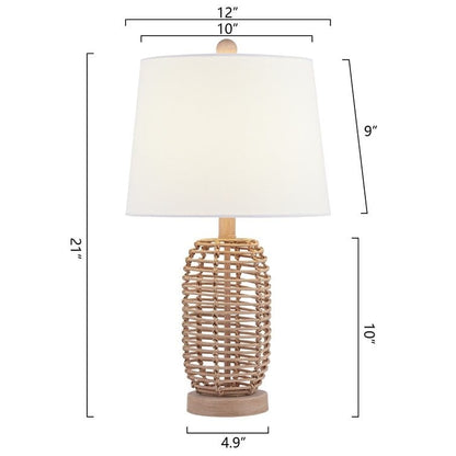 Set di 2 lampade da tavolo in rattan naturale da comodino (set di 2) - 12*12*21