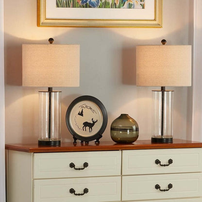 Set di lampade da tavolo in vetro trasparente da 23,75 pollici (set di 2) - 13*13*23,75 pollici