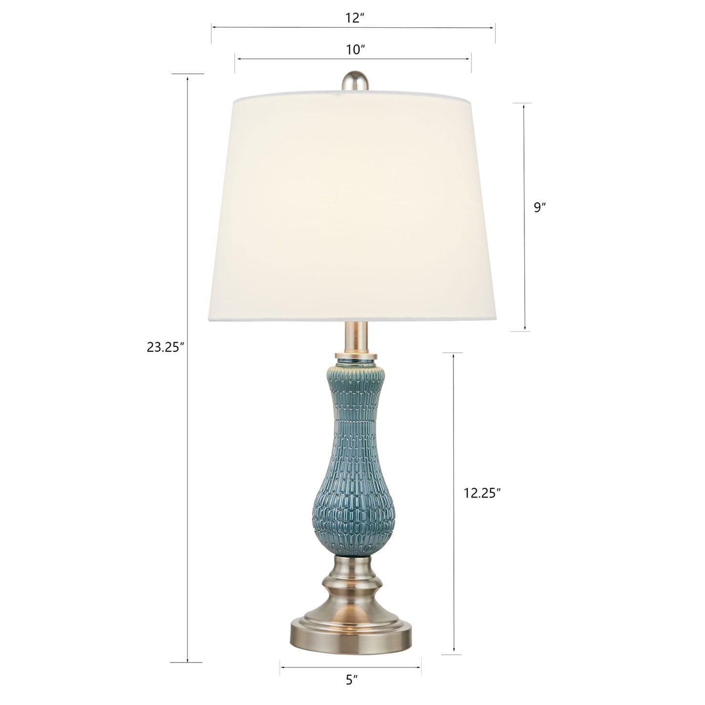 Set di 2 lampade da tavolo in vetro azzurro chiaro
