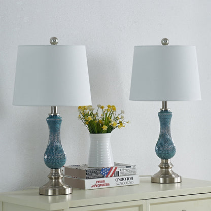 Set di 2 lampade da tavolo in vetro azzurro chiaro