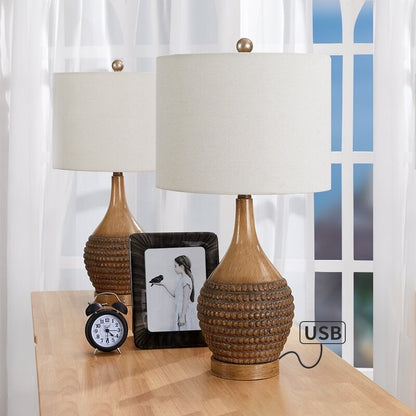 Set di lampade da tavolo Maxax 24.75 marroni con USB (set da 2)