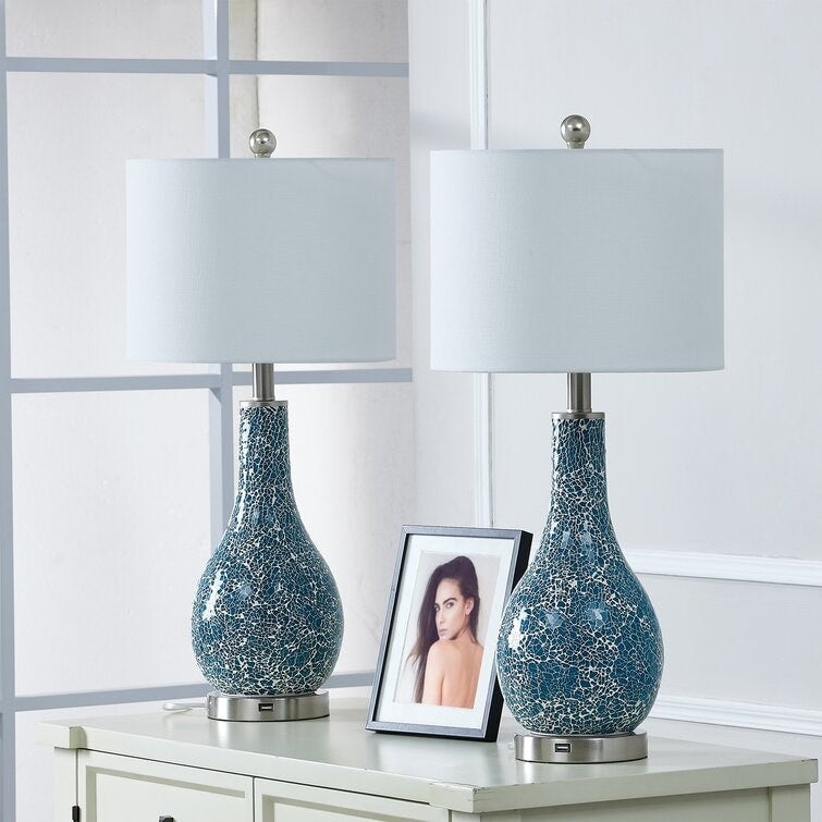 Set di lampade da tavolo in vetro 25.25 con USB (set di 2)