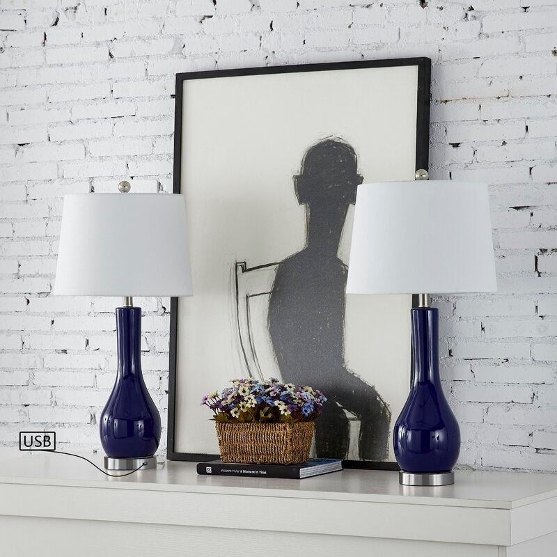 Set di lampade da tavolo in ceramica 28.5 con USB (set di 2)