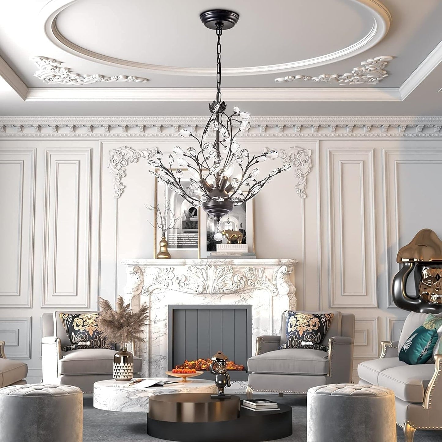 Maxax 4 - Lampadario classico/tradizionale unico con dettagli in cristallo