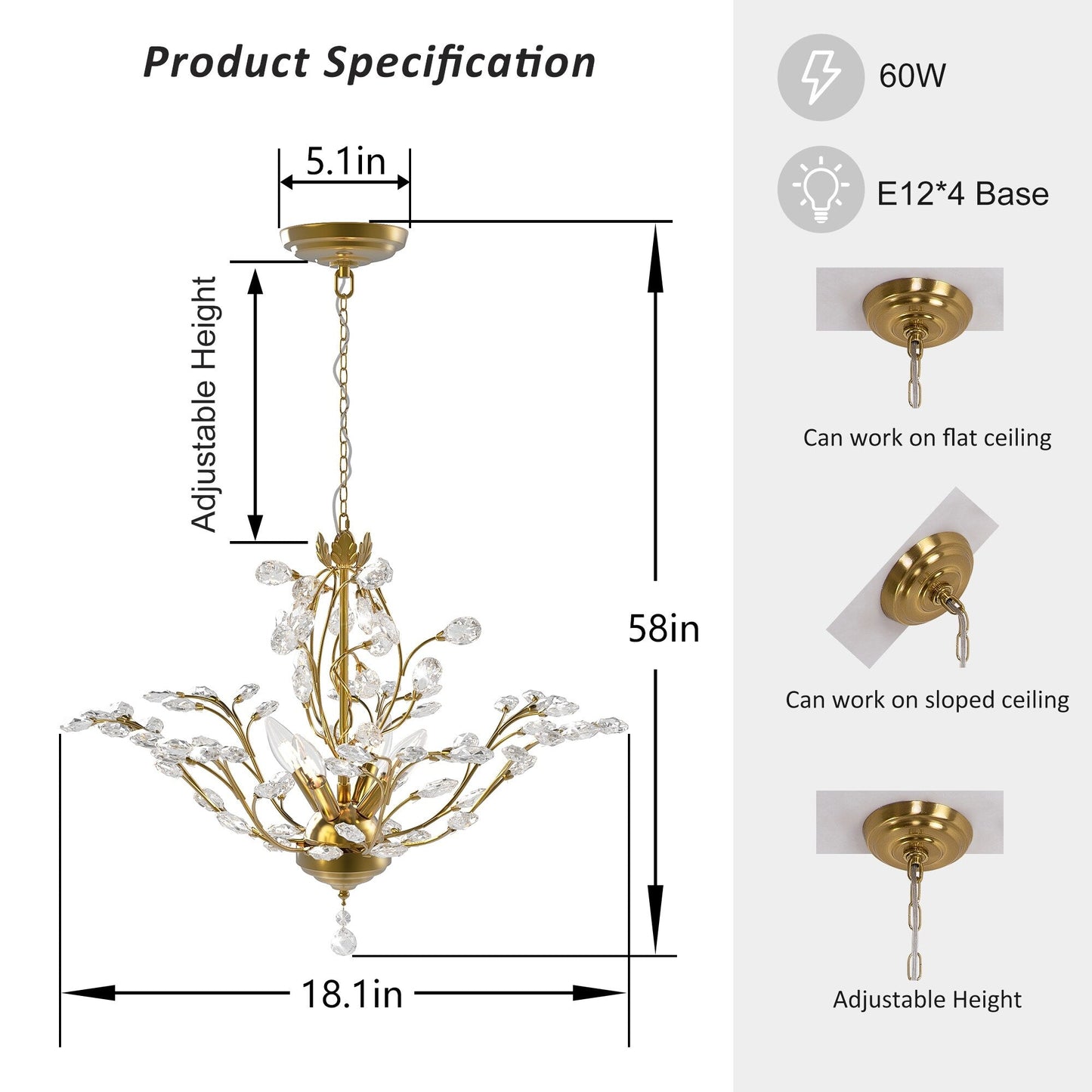 Maxax 4 - Lampadario classico/tradizionale unico con dettagli in cristallo