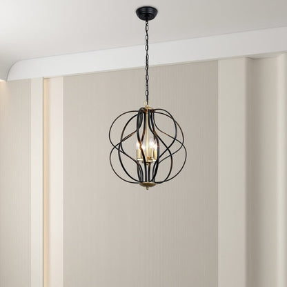Maxax 4 - Lampadario geometrico unico con dettagli in ferro battuto - 17,7*17,3*17,3