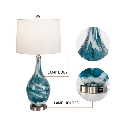 Lampade da tavolo USB in vetro (set da 2) Lampada da comodino moderna