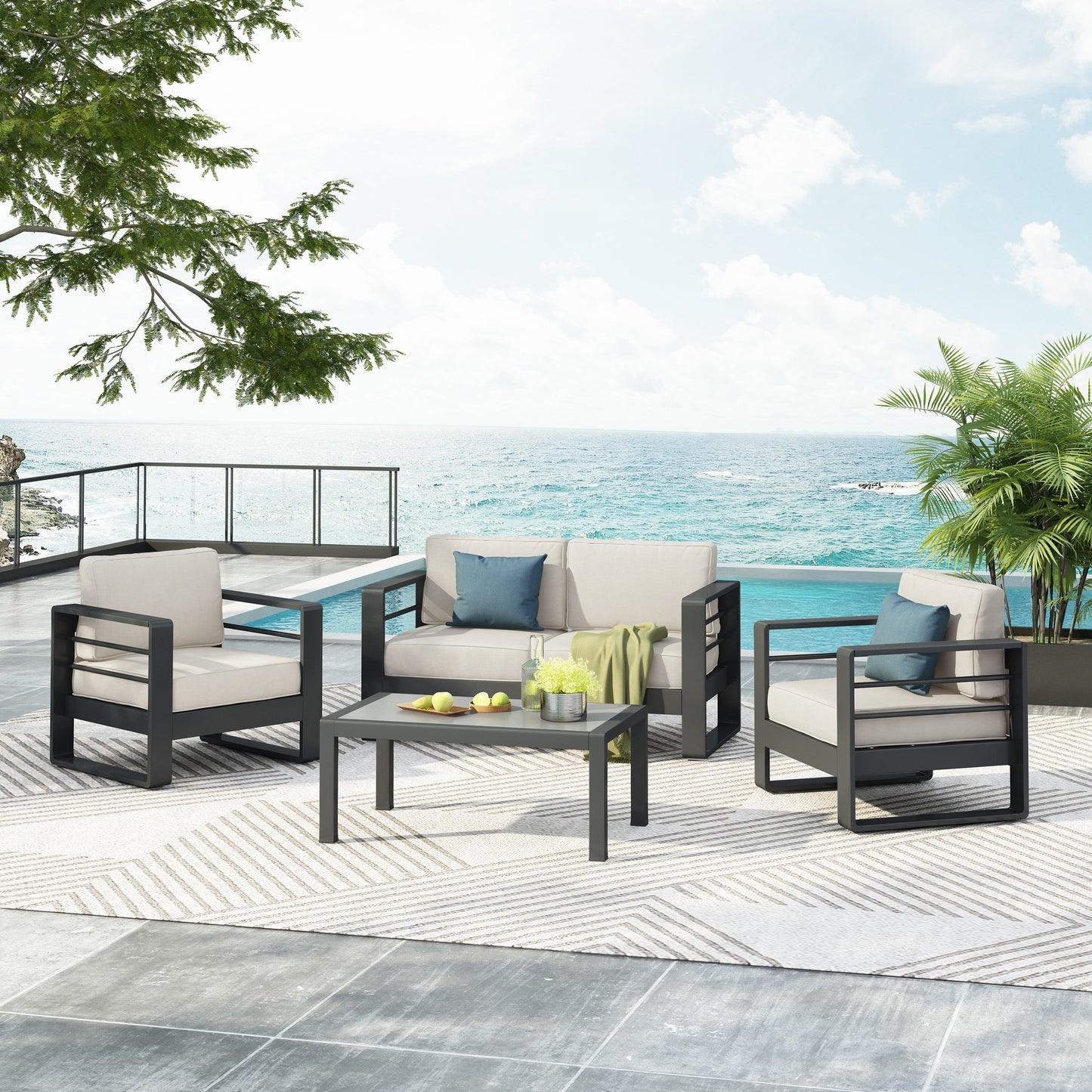 Set da chat in alluminio Maya Bay di Christopher Knight Home