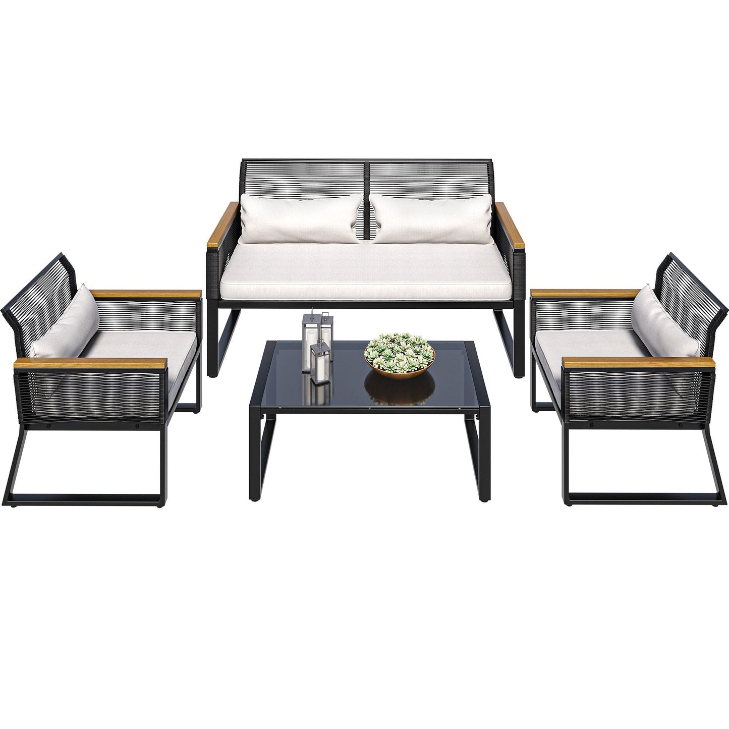 Gruppo di sedute Mcferran per 4 persone con cuscini