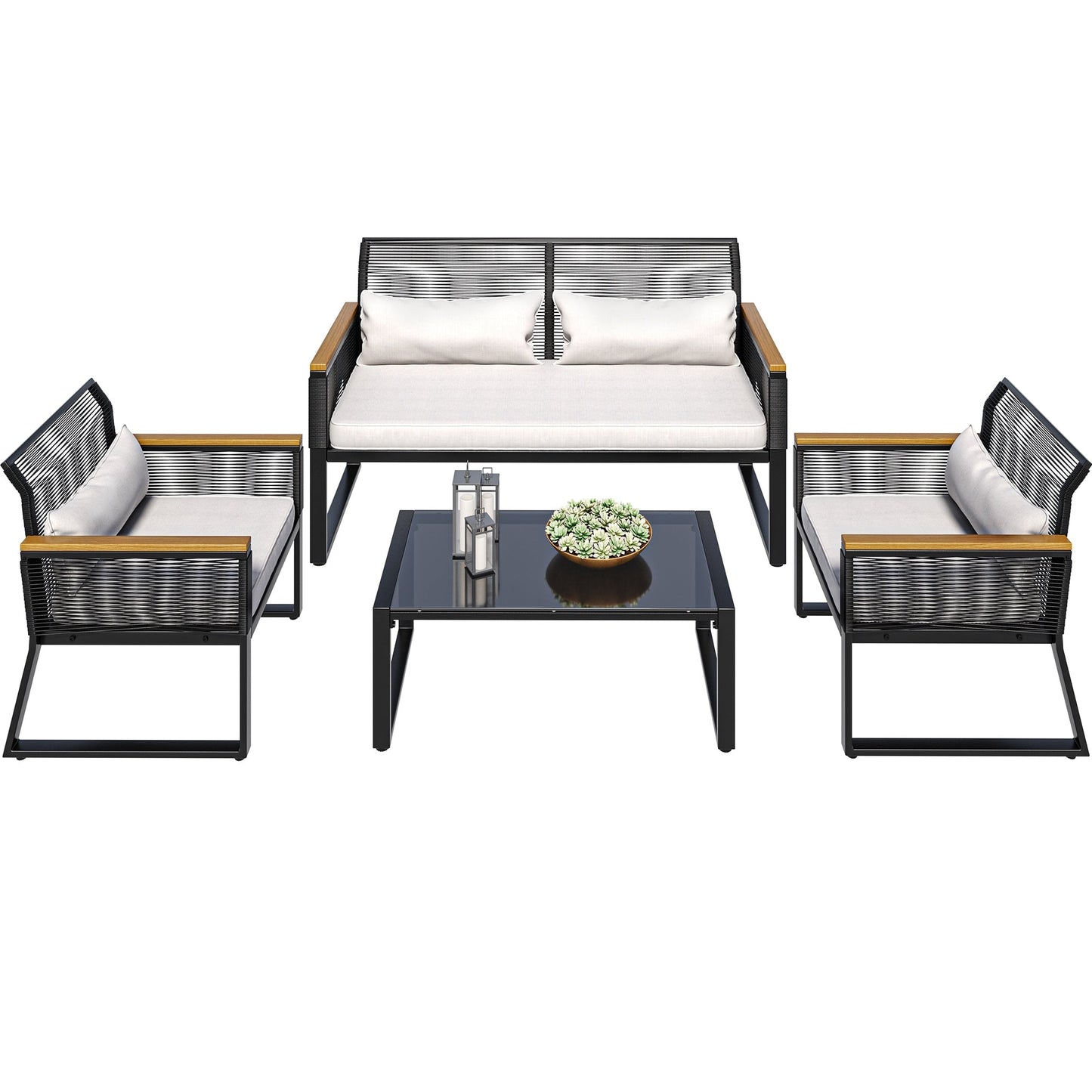 Gruppo di sedute Mcferran per 4 persone con cuscini