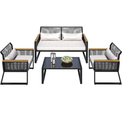 Gruppo di sedute Mcferran per 4 persone con cuscini