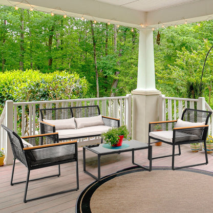 Gruppo di sedute Mcferran per 4 persone con cuscini