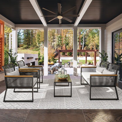 Gruppo di sedute Mcferran per 4 persone con cuscini