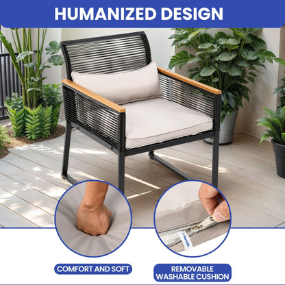 Gruppo di sedute Mcferran per 4 persone con cuscini