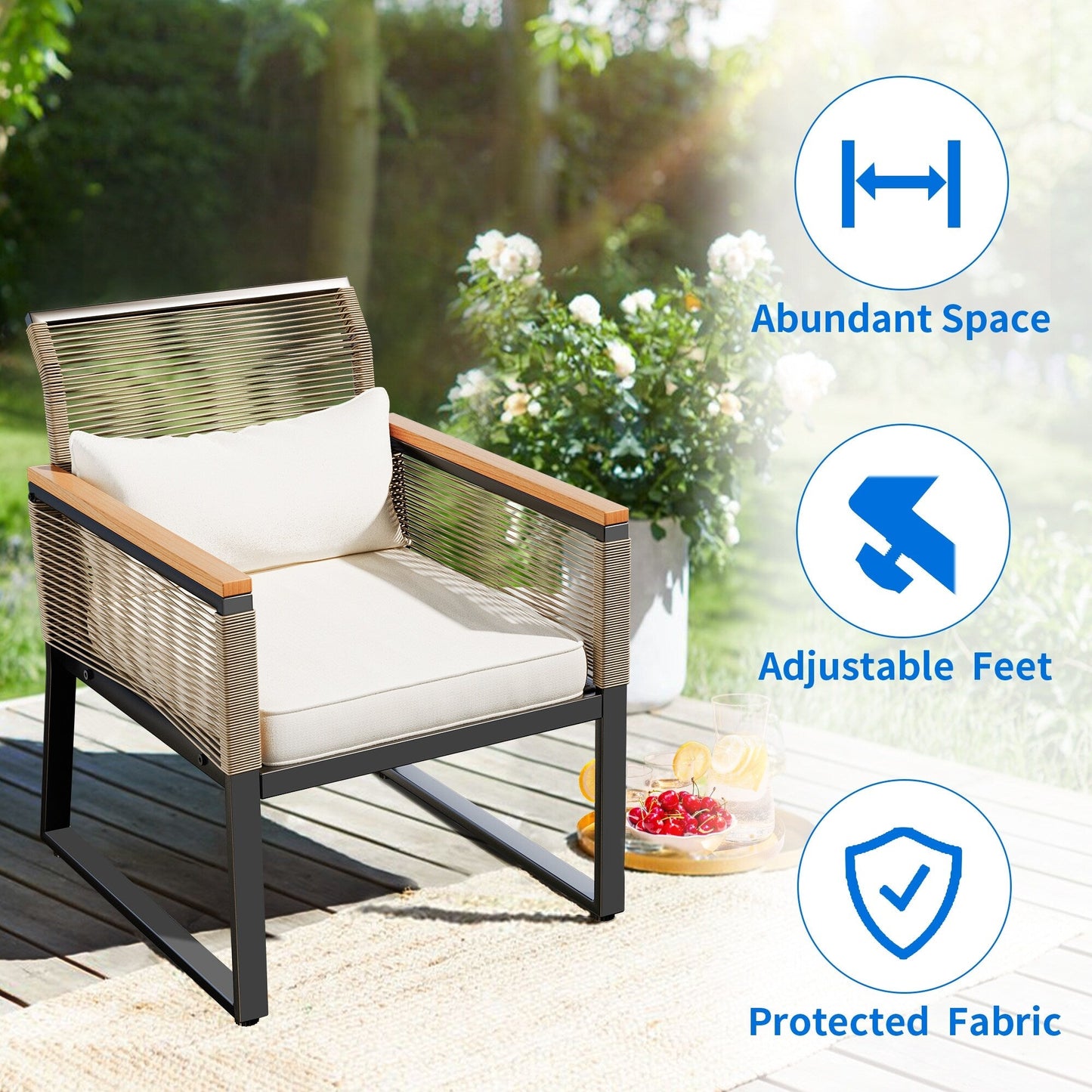 Gruppo di sedute Mcferran per 4 persone con cuscini