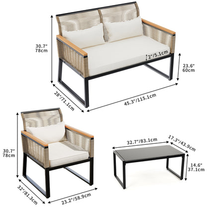 Gruppo di sedute Mcferran per 4 persone con cuscini