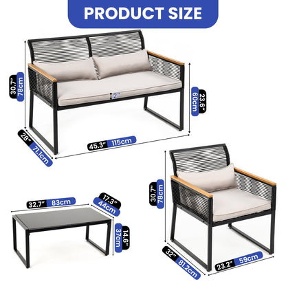 Gruppo di sedute Mcferran per 4 persone con cuscini