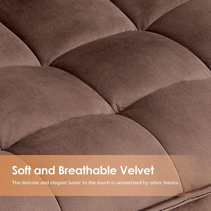 Poltrona Mcombo con poggiapiedi, poltrona con schienale alto imbottito in velluto, sedie imbottite con gambe in metallo per camera da letto e soggiorno 4079