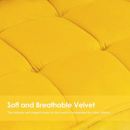 Poltrona Mcombo con poggiapiedi, poltrona con schienale alto imbottito in velluto, sedie imbottite con gambe in metallo per camera da letto e soggiorno 4079