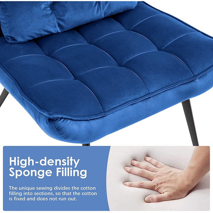 Poltrona Mcombo con poggiapiedi, poltrona con schienale alto imbottito in velluto, sedie imbottite con gambe in metallo per camera da letto e soggiorno 4079