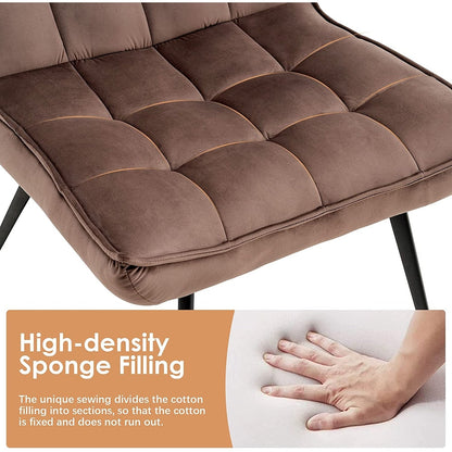 Poltrona Mcombo con poggiapiedi, poltrona con schienale alto imbottito in velluto, sedie imbottite con gambe in metallo per camera da letto e soggiorno 4079