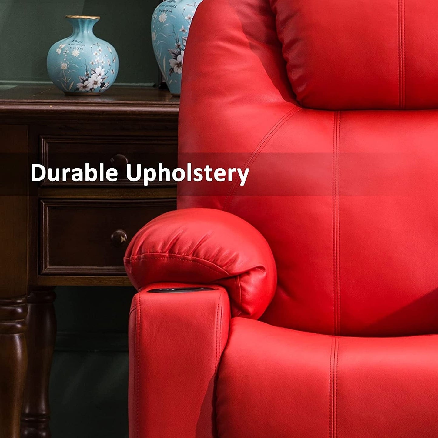 Poltrona reclinabile elettrica MCombo con massaggio e calore, 3 posizioni, porte USB, similpelle 7040