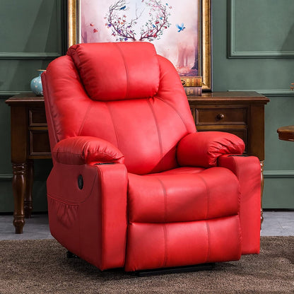 Poltrona reclinabile elettrica MCombo con massaggio e calore, 3 posizioni, porte USB, similpelle 7040