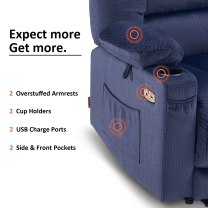 Poltrona reclinabile elettrica MCombo con riscaldamento e massaggio, tessuto 6079/PR670