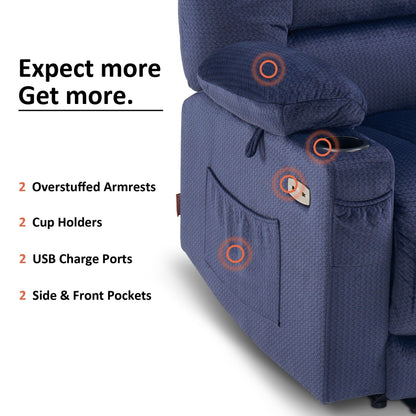 Poltrona reclinabile elettrica MCombo con riscaldamento e massaggio, tessuto 6079/PR670