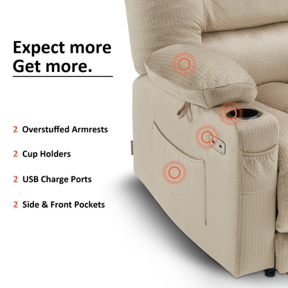 Poltrona reclinabile elettrica MCombo con riscaldamento e massaggio, tessuto 6079/PR670