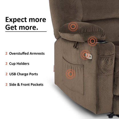 Poltrona reclinabile elettrica MCombo con riscaldamento e massaggio, tessuto 6079/PR670